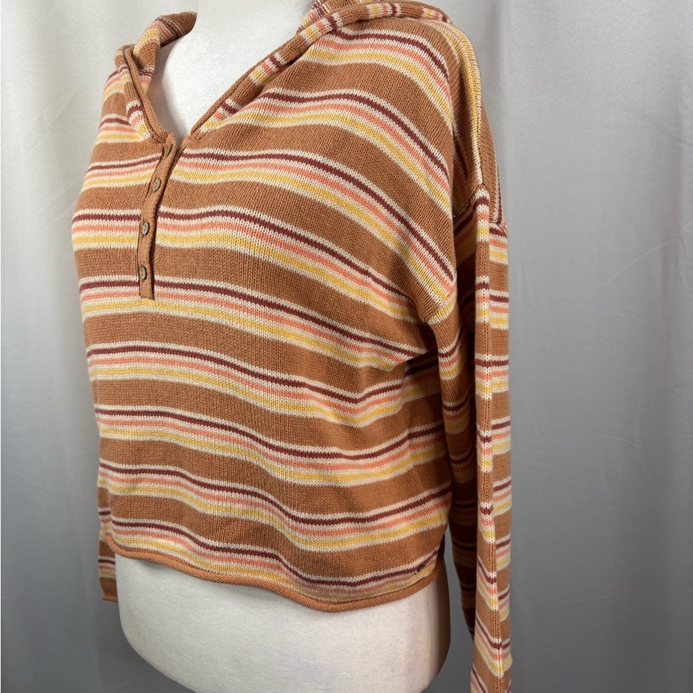 ROXY Striped Cropped Side Swipe Poncho Cropped Hoodie-- NWT-L - Picture 5 of 13